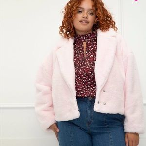 Faux Fur Crop Jacket. Size 14/16.